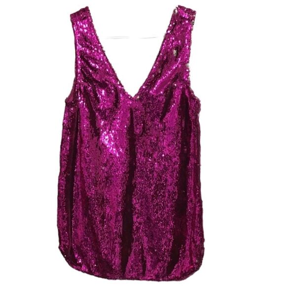 Free People Pink Sequin Sleeveless Shift Mini Dress New Without Tag Size Medium - Picture 3 of 12